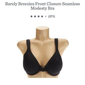 Barely Breezies Front Closure Seamless Modestly Bra - Black - 40D